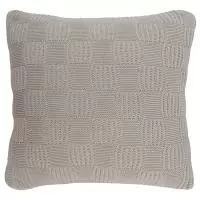 Подушка из хлопка рельефной вязки светло-серого цвета из коллекции essential, 50х50 см