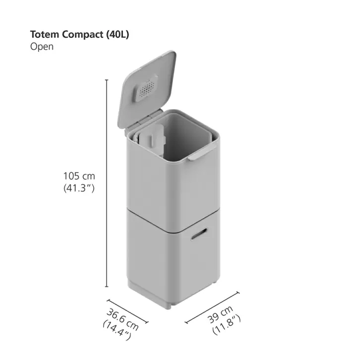 Контейнер для мусора с двумя баками totem compact, 40 л, графит