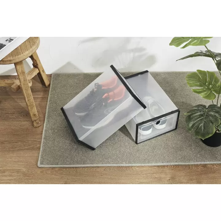 Коробка для хранения обуви с разделителем Premium, набор из 6 шт, черная