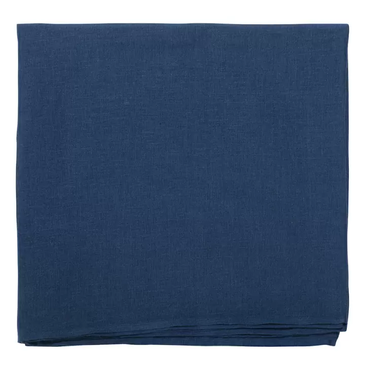 Скатерть из стираного льна синего цвета из коллекции Essential, 170х170 см