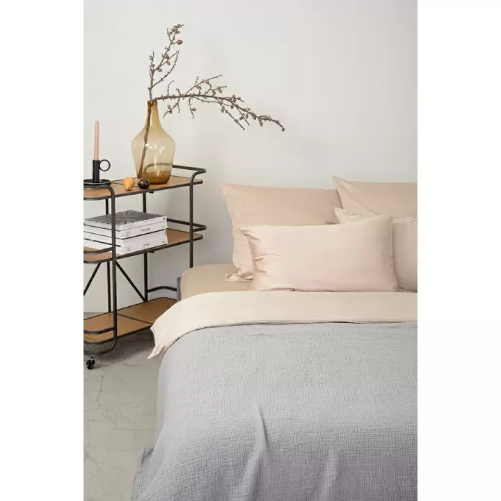 Комплект постельного белья полутораспальный из сатина бежевого цвета из коллекции Essential