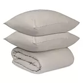 Комплект постельного белья изо льна и хлопка серо-бежевого цвета из коллекции essential, 200х220 см