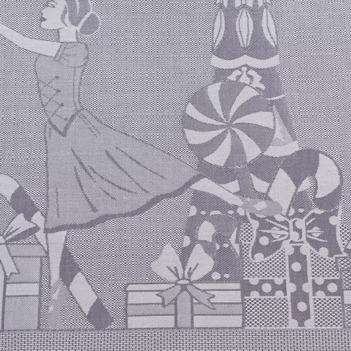 Скатерть из хлопка фиолетово-серого цвета с рисунком Tkano Щелкунчик, New Year Essential, 180х260 см