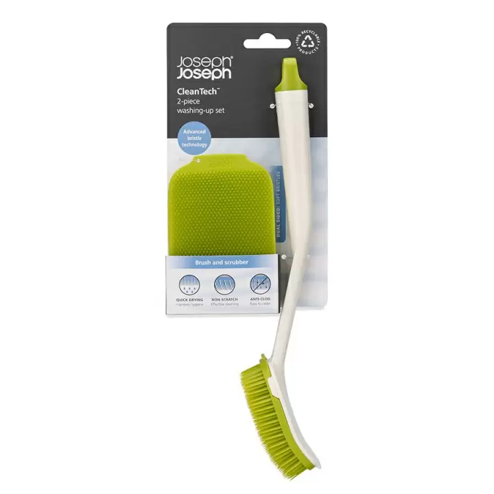 Щетка с ручкой и щетка для посуды CleanTech зеленая