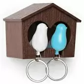 Держатель для ключей QUALY Duo Sparrow, коричневый/белый/голубой