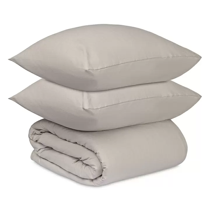 Комплект постельного белья изо льна и хлопка серо-бежевого цвета из коллекции essential, 150х200 см