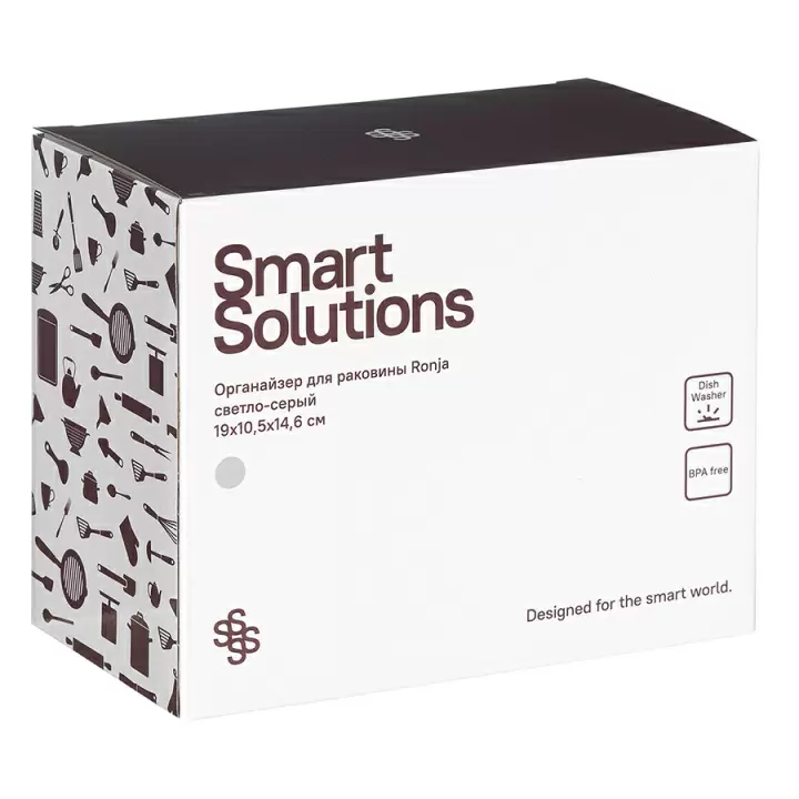 Органайзер для раковины Smart Solutions Ronja, 19х10,5х14,6 см, светло-серый