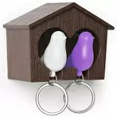 Держатель для ключей QUALY Duo Sparrow, коричневый/белый/фиолетовый