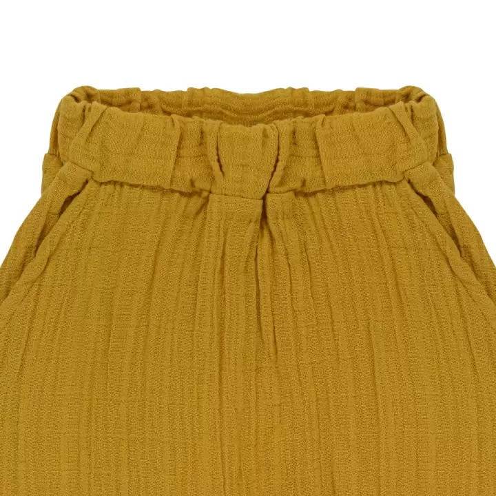 Штаны из хлопкового муслина горчичного цвета из коллекции essential 18-24m