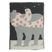 Плед из хлопка с новогодним рисунком Tkano Polar bear из коллекции New Year Essential, 130х180 см