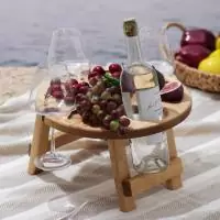 Столик-поднос Adelica для вина и 3 бокалов с менажницей и складными ножками
