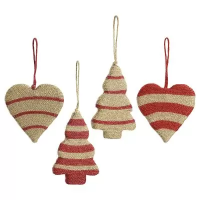 Набор елочных украшений funky stripes из джута и гофрированного картона из коллекции new year essential, 4 шт.