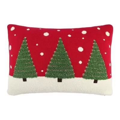 Подушка вязаная с новогодним рисунком festive wood из коллекции new year essential, 40x60 см