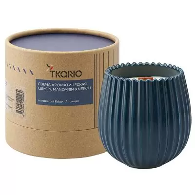 Свеча ароматическая с деревянным фитилём lemon, mandarin & neroli из коллекции edge, синий, 60 ч