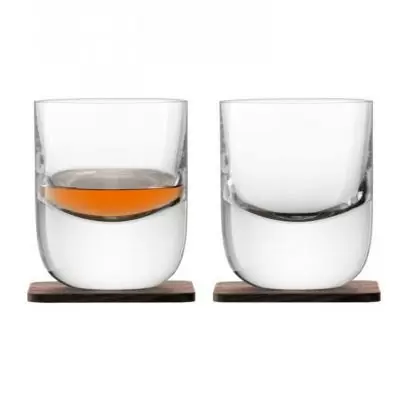Набор стаканов с деревянными подставками LSA International Renfrew Whisky, 2 шт