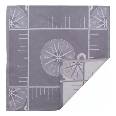 Салфетка из хлопка фиолетово-серого цвета с рисунком Ледяные узоры, new year essential, 53х53см