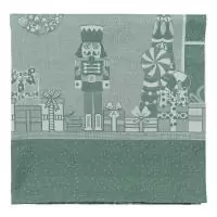 Скатерть из хлопка зеленого цвета с рисунком Tkano Щелкунчик из коллекции New Year Essential, 180х180 см
