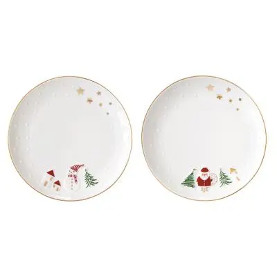 Набор десертных тарелок let it snow, santa & snowman, D16 см, 2 шт.