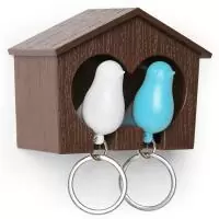Держатель для ключей QUALY Duo Sparrow, коричневый/белый/голубой