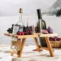 Столик-поднос Adelica для 2 бутылок вина с менажницей и складными ножками