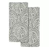 Набор из двух муслиновых полотенец серого цвета с принтом Спелая Смородина Tkano из коллекции Scandinavian touch, 50х70 см