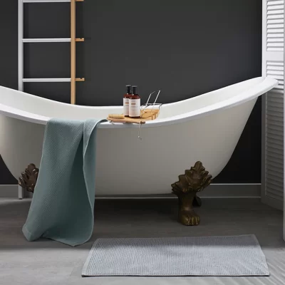 Коврик для ванной фактурный светло-серого цвета Tkano из коллекции Essential, 50х80 см