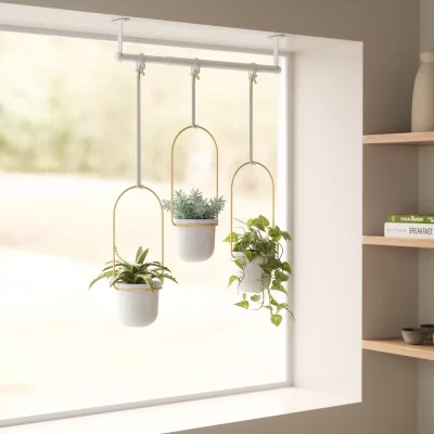 Подвесные кашпо для цветов Umbra Triflora, 3 шт, белый/золото