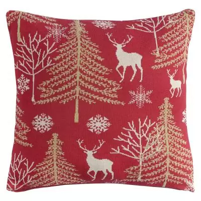 Подушка вязаная с новогодним рисунком Tkano Winter fairytale из коллекции New Year Essential, 45х45 см