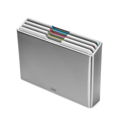 Набор разделочных досок Joseph Joseph Folio Steel, 4 шт с кейсом, белые доски в кейсе из нержавеющей стали