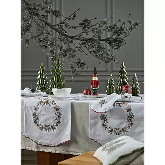 Набор из двух салфеток под приборы festive wreath из коллекции new year essential, D38 см