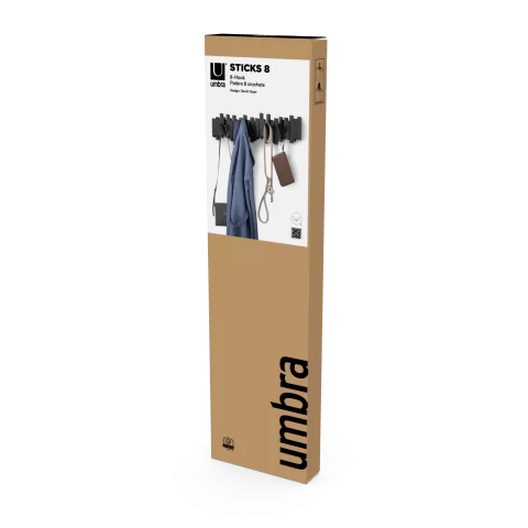 Вешалка настенная Umbra Sticks 8 крючков, черная