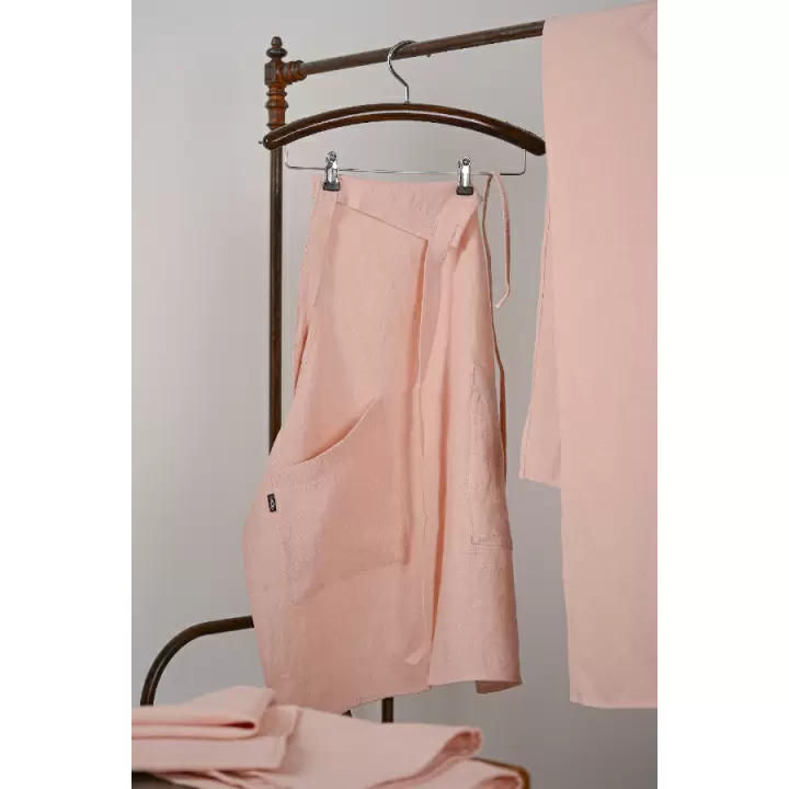 Фартук из умягченного льна розово-пудрового цвета из коллекции essential, 82х70 см