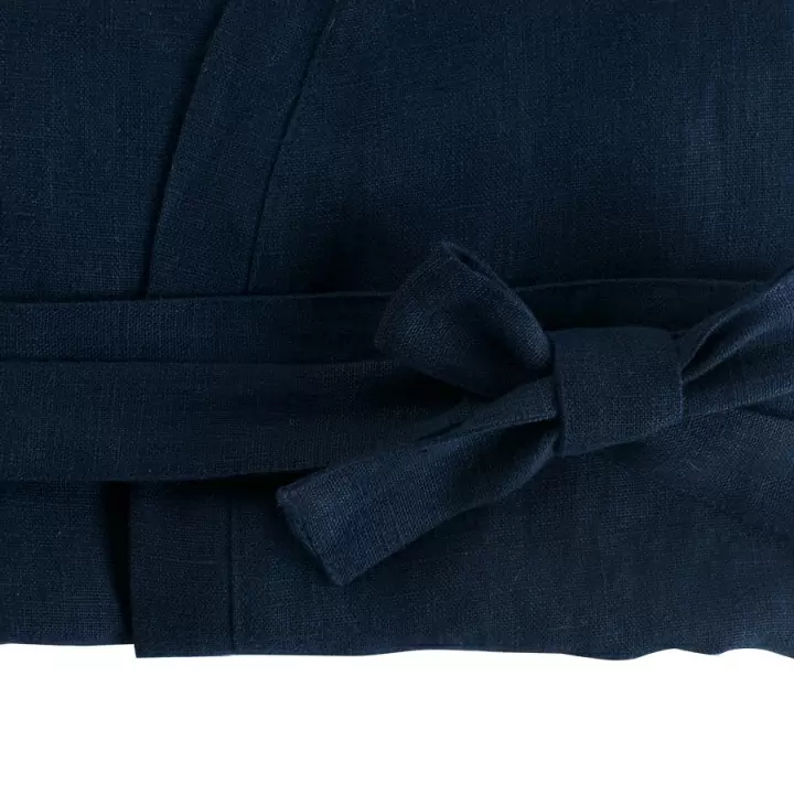 Халат из умягченного льна, темно-синий, размер S