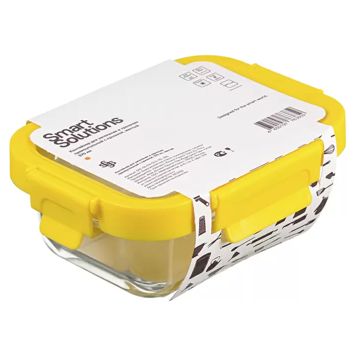 Контейнер для запекания и хранения прямоугольный с крышкой Smart Solutions, 370 мл, желтый