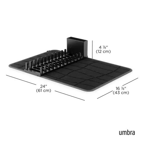 Коврик для сушки посуды Umbra Udry, с держателем для приборов, черный