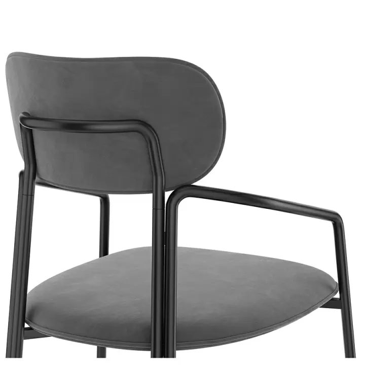 Набор из 2 стульев ror, round, велюр, черный/серый