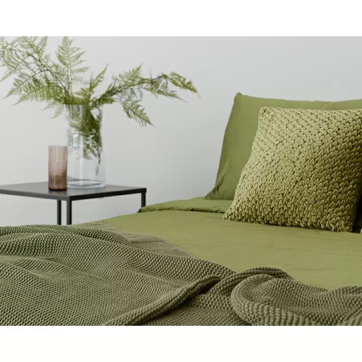 Комплект постельного белья из сатина оливкового цвета из коллекции wild, 150х200 см