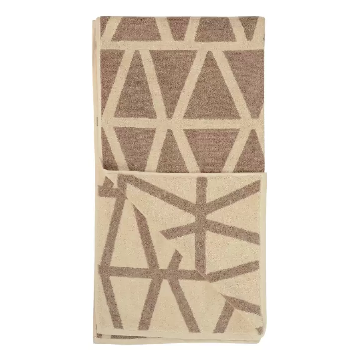 Полотенце жаккардовое банное с авторским дизайном geometry, коричнево-бежевое wild, 70х140 см