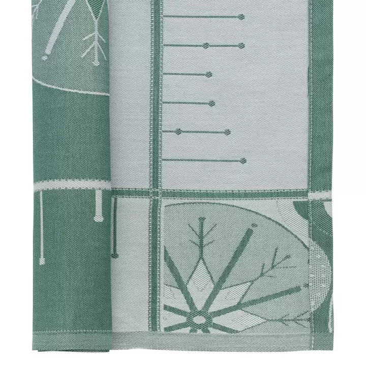 Салфетка из хлопка зеленого цвета с рисунком Tkano Ледяные узоры из коллекции New Year Essential, 53х53 см