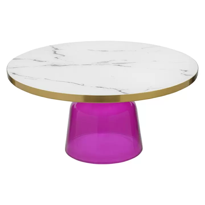 Столик кофейный odd, D75 см, белый мрамор/фиолетовый