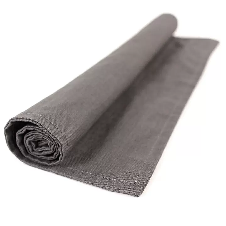 Салфетка под приборы из умягченного льна с декоративной обработкой темно-серый essential, 35х45 см