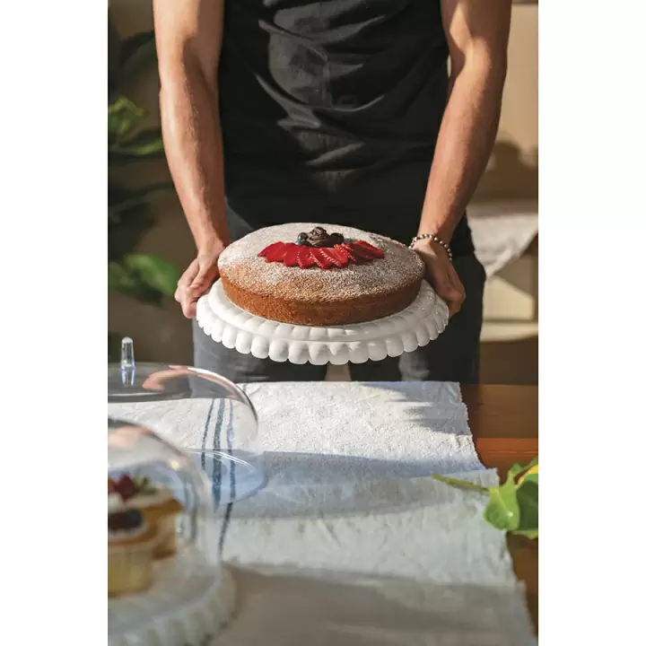 Подставка для торта с крышкой Guzzini Tiffany, D30 см, серо-бежевая