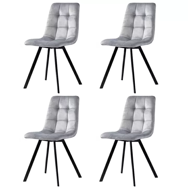 Набор из 4 стульев chili, винтажный велюр, светло-серый