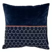 Чехол на подушку из хлопкого бархата с геометрическим принтом темно-синего цвета из коллекции ethnic, 45х45 см