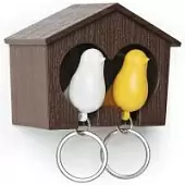 Держатель для ключей QUALY Duo Sparrow, коричневый/белый/желтый