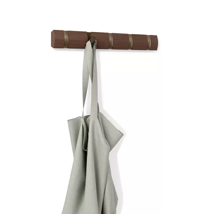 Вешалка настенная Umbra Flip 5 крючков, коричневая