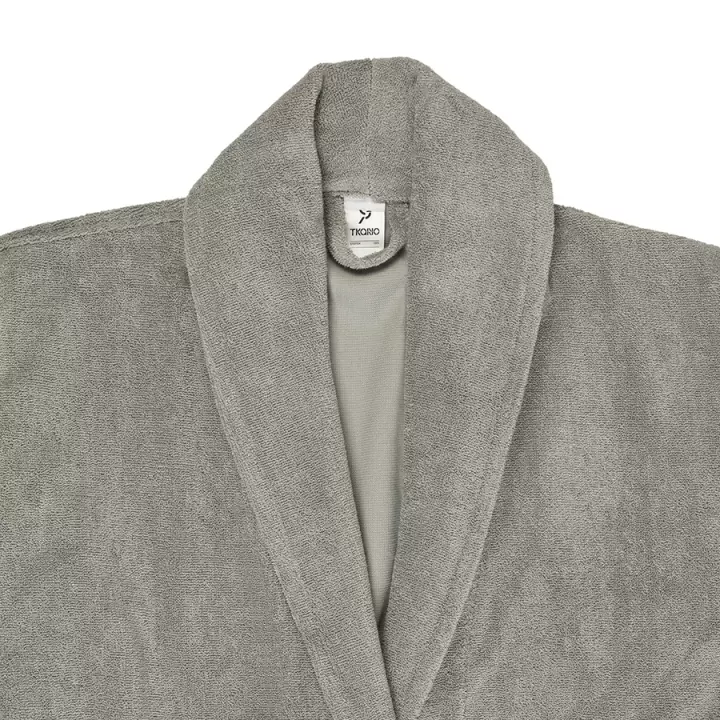 Халат махровый из чесаного хлопка серого цвета из коллекции essential, размер m