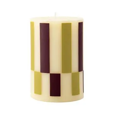 Свеча в полоску светло-зеленого цвета из коллекции stripes, 10см