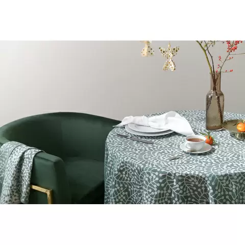 Скатерть из хлопка зеленого цвета с рисунком Спелая смородина, scandinavian touch, 180х260см