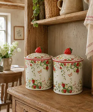 Набор банок для хранения на подставке jardin des fraises, 3шт.